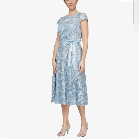 navy blue dress for baby girl Alex Evenings | Dresses | Alex Evenings Tea Length Cap Sleeve Dress With  Aline Skirt And Tie Belt